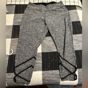 Vogo athletics stretchy workout pants with crisscross open design on the calf